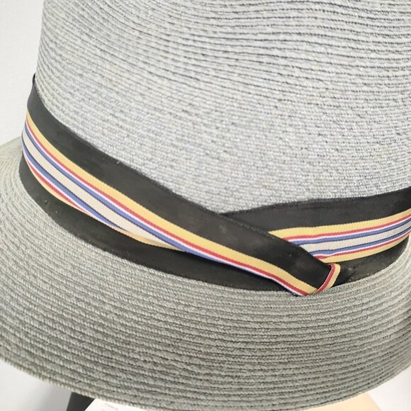 ❤️Retro DOBBS FIFTH AVENUE NY Slate Unisex Panama Straw Fedora Hat 7 1/4 main image 10